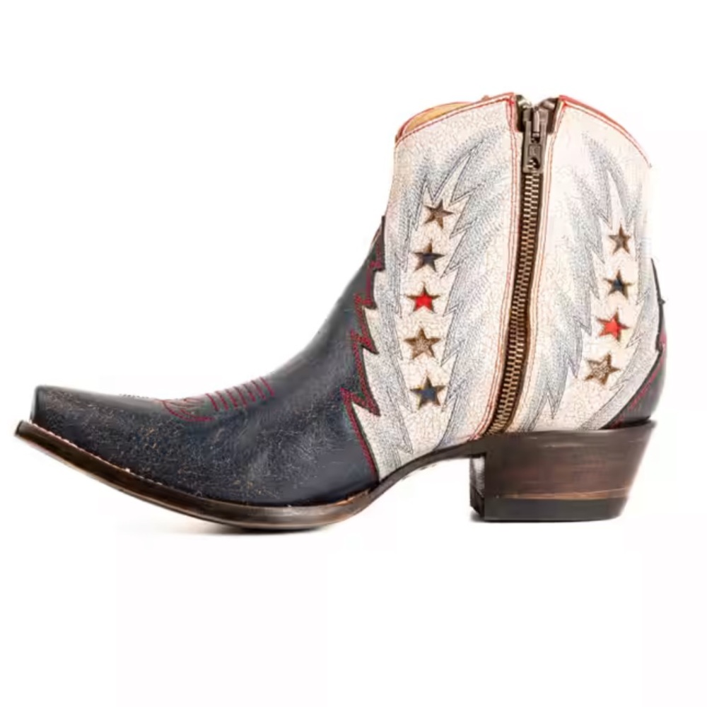 Old Gringo Legacy Blue Zipper Bootie Boot embroidered inlay stars RTL $395 8.5 - Picture 9 of 15